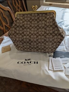 Coach Brown Signature Jacquard Crystal